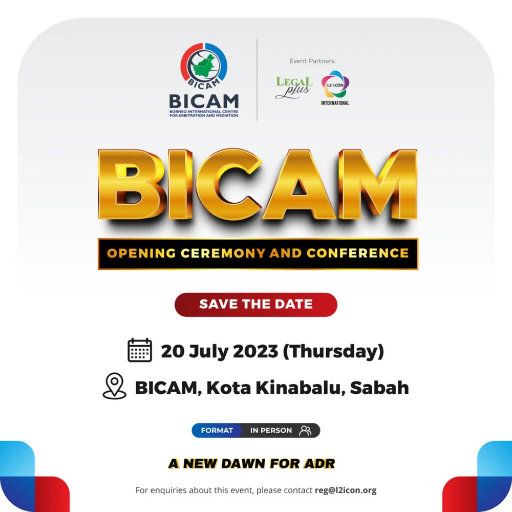 Event banner for BICAM Opening Ceremony and Conference.
