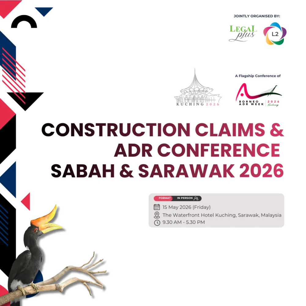 Event banner for Construction Claims and ADR Conference Sabah and Sarawak 2026.